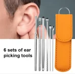 6PCS Ear Pick Cleaning Set | Stainless Steel Ear Cleaner Kit with Leather Case price