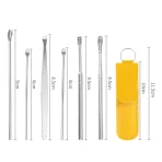 6PCS Ear Pick Cleaning Set | Stainless Steel Ear Cleaner Kit with Leather Case bd