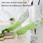 Silicone Cleaning Gloves with Foam | Waterproof Long Cuff Household Gloves bd