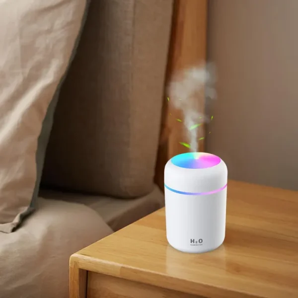 Portable Mini Humidifier 300ML | Ultrasonic Cool Mist Aroma Diffuser with RGB Light