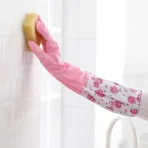 Silicone Cleaning Gloves with Foam | Waterproof Long Cuff Household Gloves