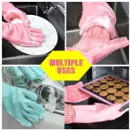 Silicone Dish Washing Gloves | Multipurpose Cleaning Gloves with Built-in Scrubber bd