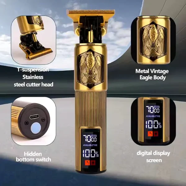 Vintage T12 Digital Hair Trimmer | LCD Display Professional Beard & Hair Clipper