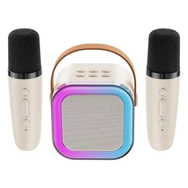 K12 Double Microphone Mini Karaoke System | Bluetooth Speaker with RGB Lights