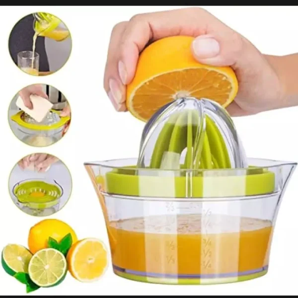 4-in-1 Manual Juicer | Citrus Lemon Orange Squeezer with Measuring Cup & Grater