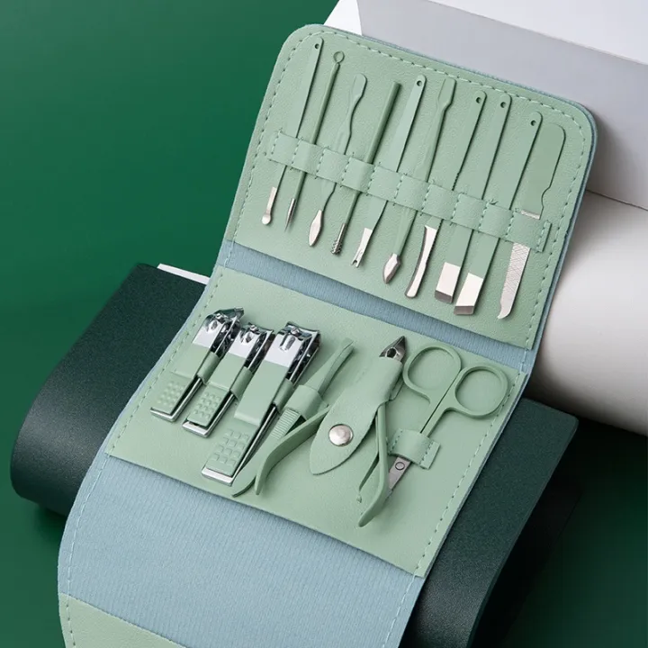 16-in-1 Manicure & Pedicure Set | Premium Stainless Steel Nail Care Kit with Leather Case bd