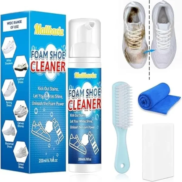 Shoe Cleaner Kit 200ml | No-Rinse Foam Sneaker Cleaner with Brush & Towel
