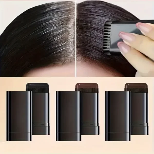 Instant Gray & White Hair Root Cover Up Stick – 2-in-1 Waterproof Touch-Up (Black/Dark Brown)