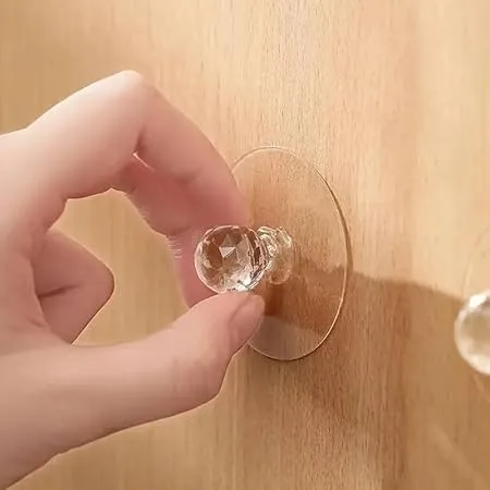 Diamond Wall Hook Set (10 pcs) Self-Adhesive Transparent Crystal Hooks | Stylish & Multi-Purpose Use