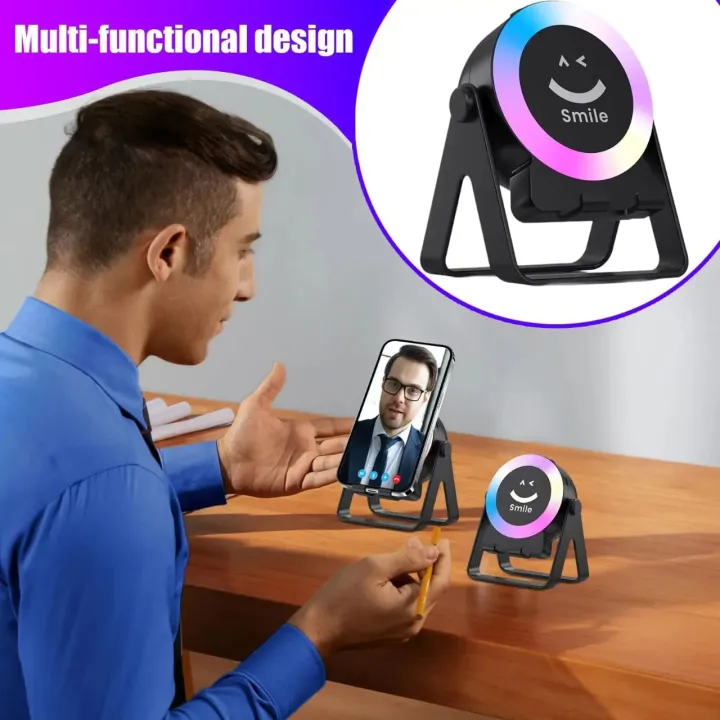 8b60a3e44a1205f3f41ff81c90eceb58.jpg_720x720q80.jpg_ ZF18 Sensor Speaker & Mobile Stand with RGB Light. 360 Rotating Phone Holder Induction Wireless Speaker Ambient Light