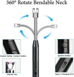 Kitchen Electric Plasma Arc Lighter Windproof | USB Rechargeable | Flexible Long Neck | Multi-Purpose Use bd