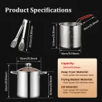 Deep Fryer Pot – 304 Stainless Steel With Strainer Tempura Fryer Pan & Fried Chicken Cooking Tools bd