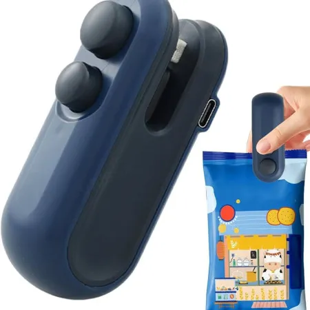 2 IN 1 Mini Bag Sealer Machine (USB Rechargeable) Heat Sealer + Cutter | Food Storage Clip | Portable Kitchen Gadget