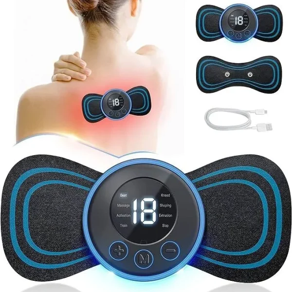 EMS Mini Butterfly Massager | 8 Mode & 19 Levels Pain Relief Device (USB Rechargeable)