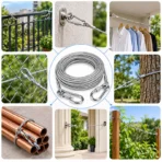 Heavy-Duty Stainless Steel Clothesline Wire with Safety Lock Hooks - Image 5