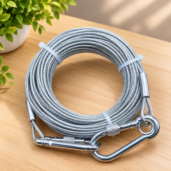 Heavy-Duty Stainless Steel Clothesline Wire with Safety Lock Hooks